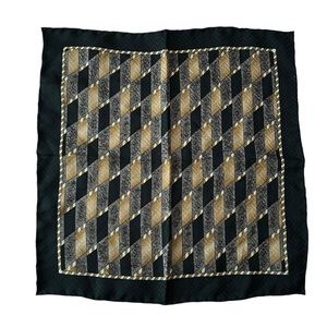 Vintage Geometric Print 100% Silk Pocket Square Handkerchief Hand Rolled Hem